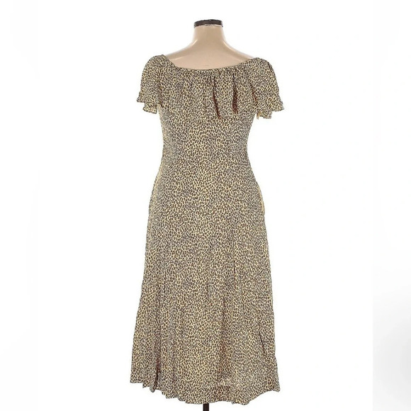 Anthropologie Bolano Leopard Print Romantic Ruffle Shoulder Dress Size 12 Large - Picture 7 of 9